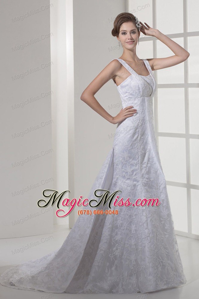 wholesale 2013 square neck lace wedding dress with court train