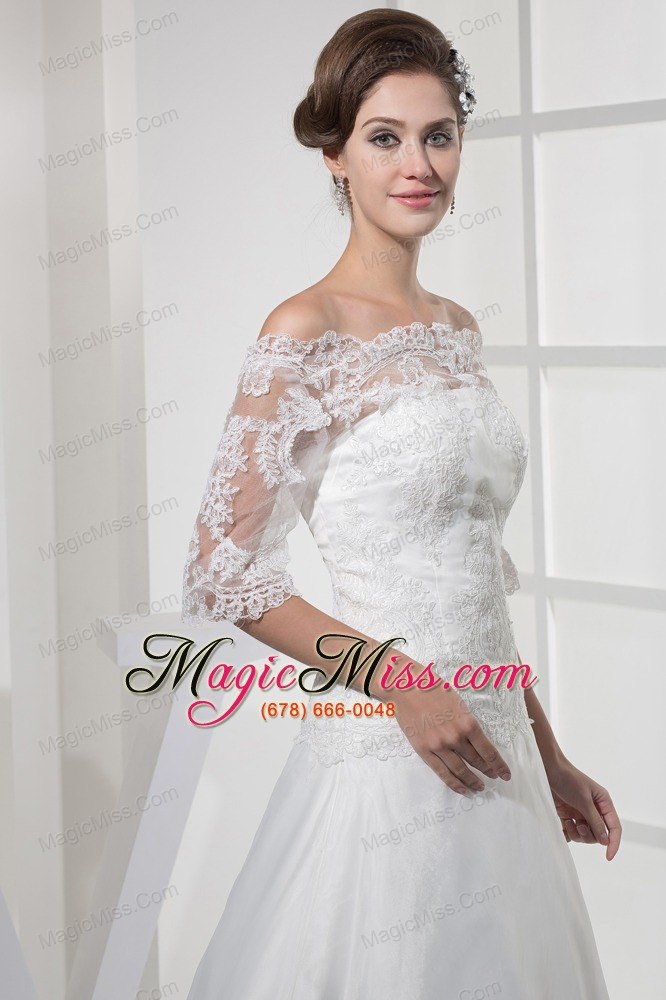 wholesale off the shoulder princess lace long half sleeves wedding dress