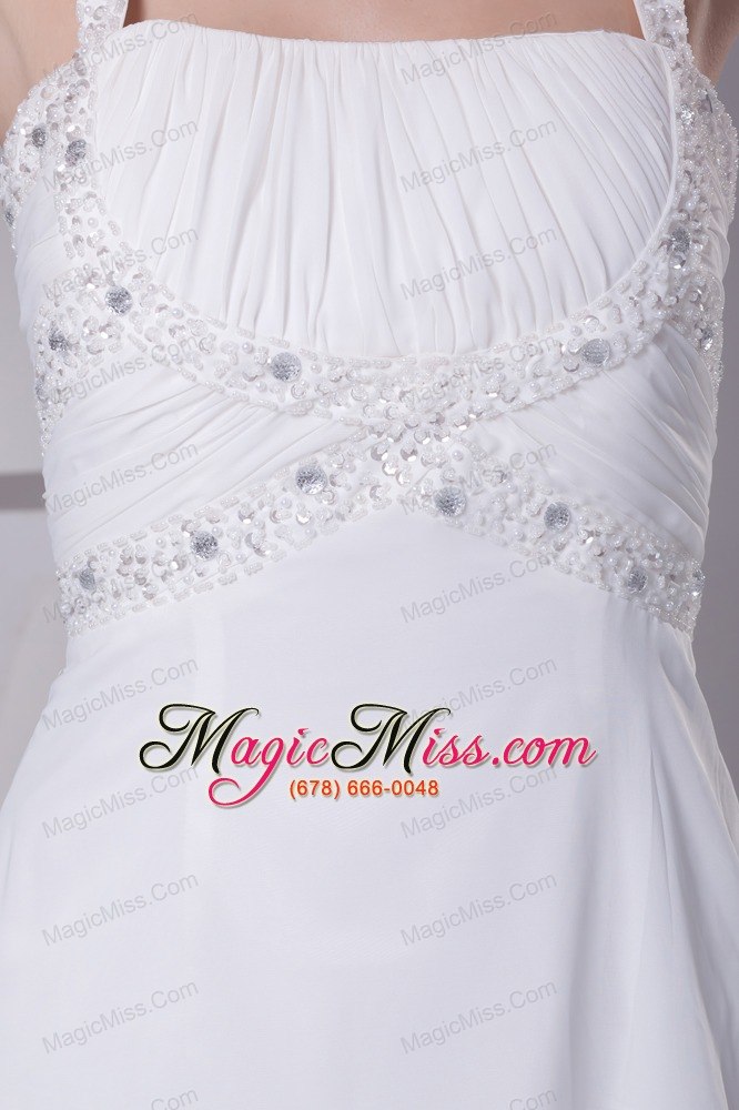 wholesale beading and ruching straps empire long wedding dress