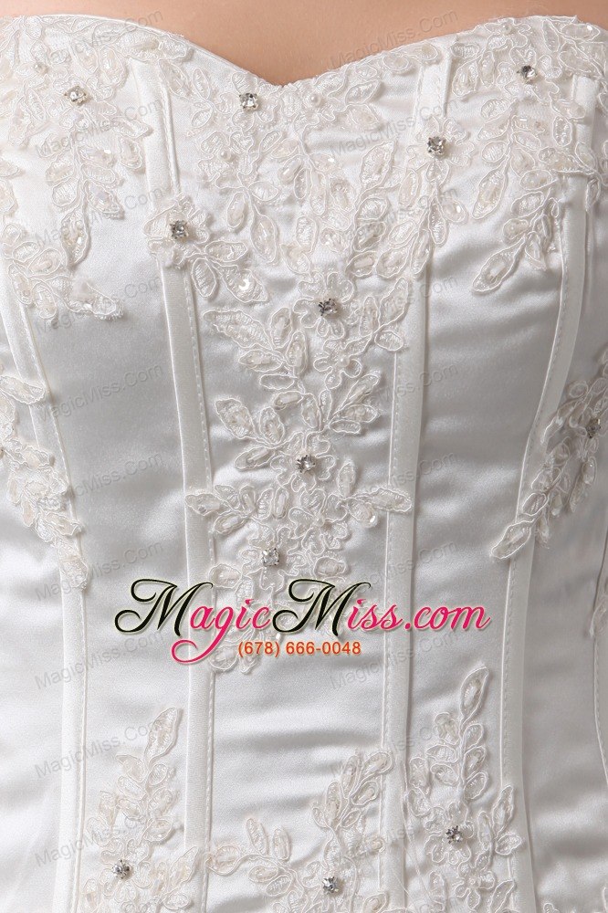 wholesale elegant a-line sweetheart court train satin appliques with beading wedding dress