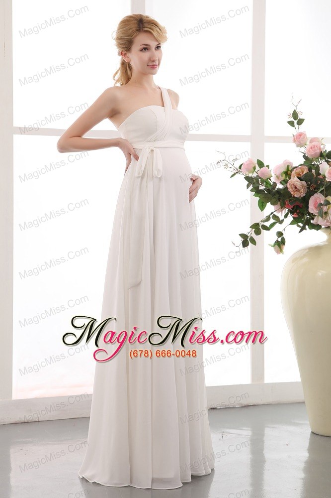 wholesale beauty empire one shoulder floo-length chiffon sash maternity dress