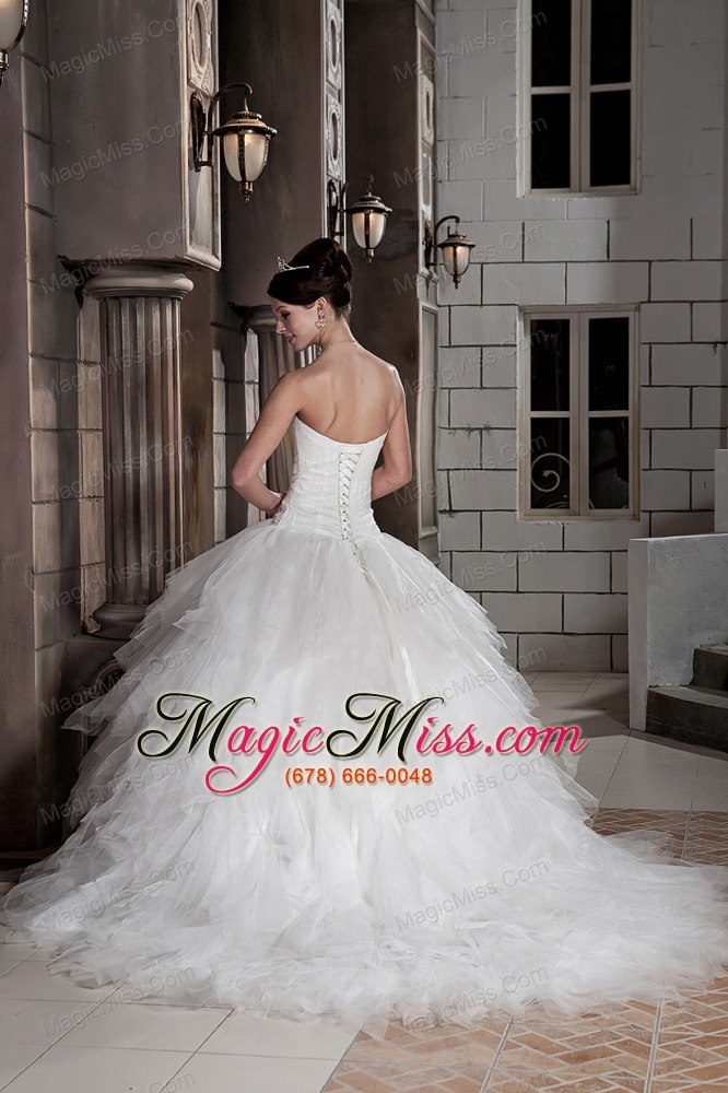 wholesale beautiful ball gown sweetheart court train tulle and taffeta beading wedding dress