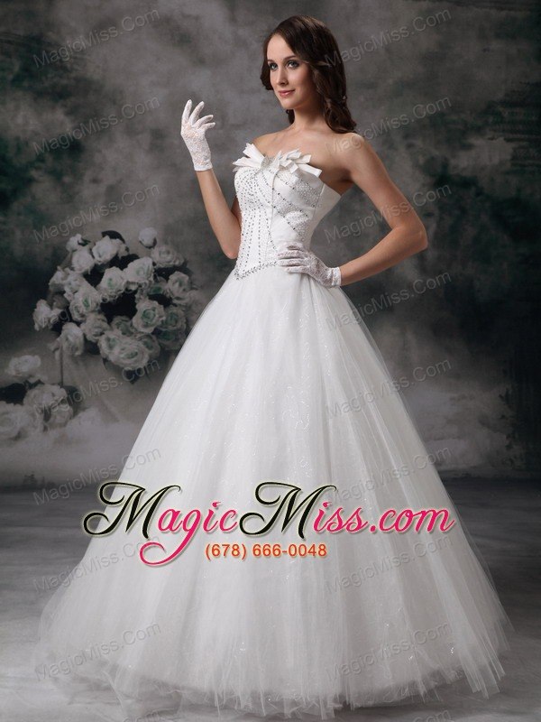 wholesale beautiful a-line strapless floor-length tulle beading wedding dress