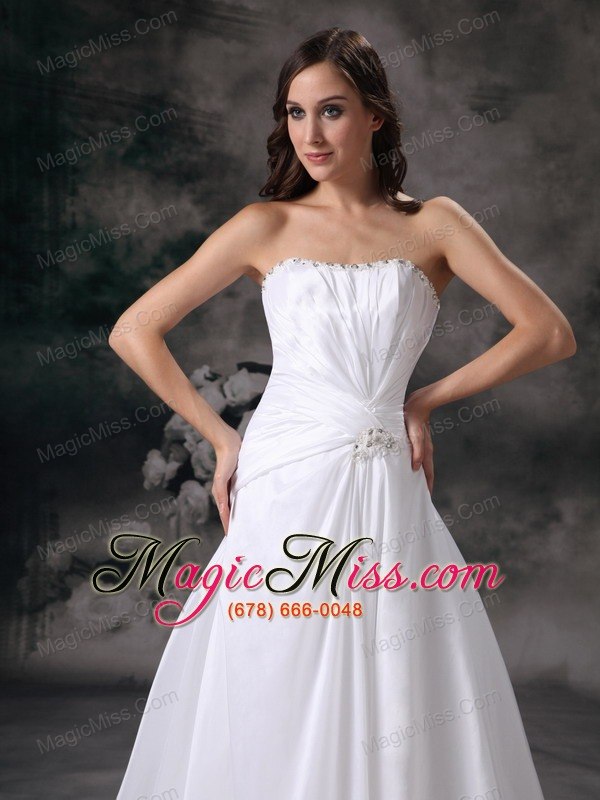 wholesale modest a-line strapless court train taffeta beading wedding dress