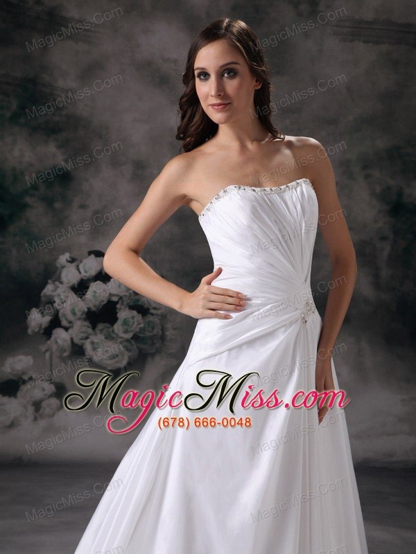 wholesale modest a-line strapless court train taffeta beading wedding dress