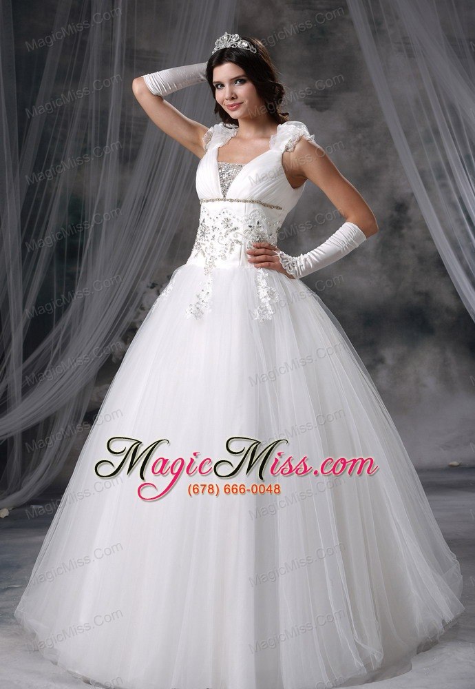 wholesale jefferson iowa appliques with beading hand made flowers a-line tulle floor-length 2013 wedding dress for lovely style