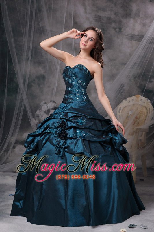 wholesale teal taffeta sweetheart appliques lace up for quinceanera dress