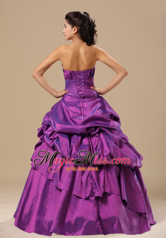 wholesale ann arbor appliques decorate bodice strapless pick-ups purple floor-length 2013 prom / pageant dress
