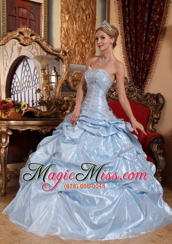 wholesale baby blue ball gown sweetheart floor-length taffeta embroidery with beading quinceanera dress