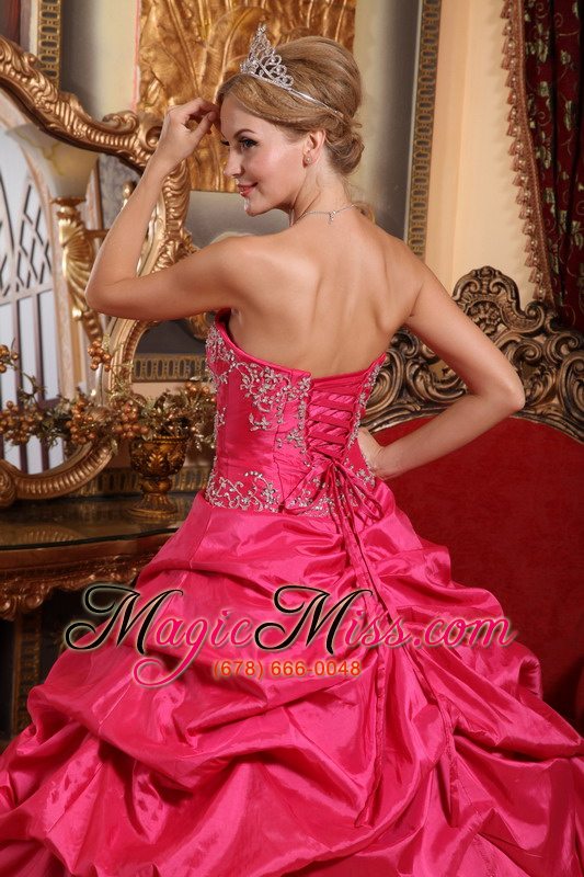 wholesale hot pink ball gown sweetheart floor-length taffeta embroidery with beading quinceanera dress