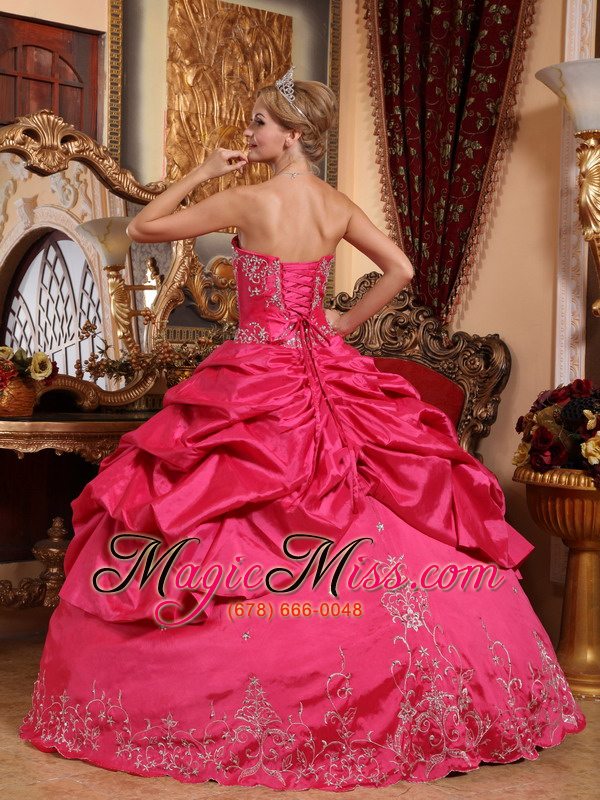 wholesale hot pink ball gown sweetheart floor-length taffeta embroidery with beading quinceanera dress