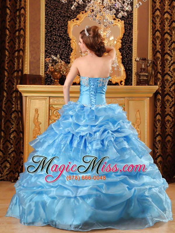 wholesale baby blue ball gown sweetheart floor-length organza appliques quinceanera dress