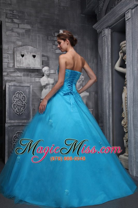 wholesale baby blue ball gown sweetheart floor-length taffeta and tulle beading and appliques quinceanera dress