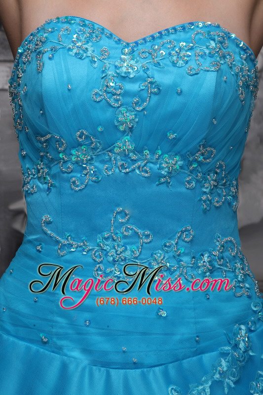 wholesale baby blue ball gown sweetheart floor-length taffeta and tulle beading and appliques quinceanera dress
