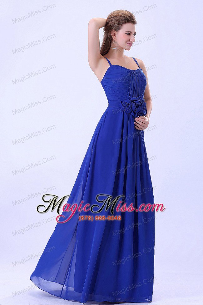 wholesale royal blue prom / evening dress spaghetti straps hand made flower chiffon