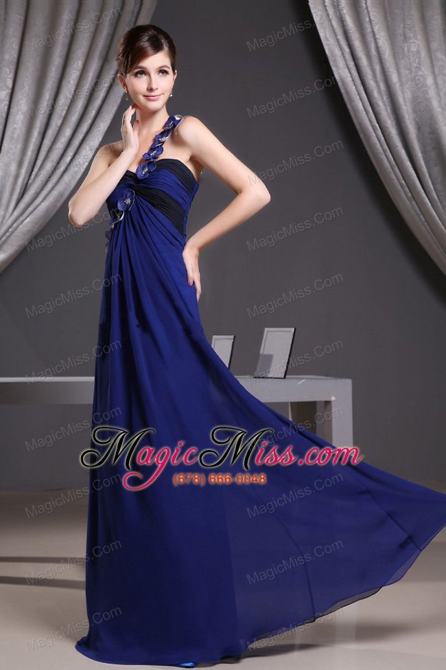wholesale hand made flowers decorate one shoulder for blue prom dress