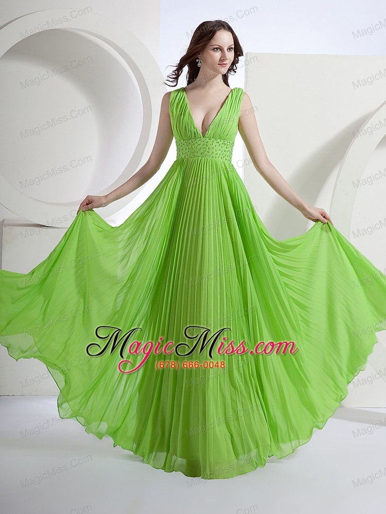 wholesale a-line v-neck chiffon floor-length pleat prom dress