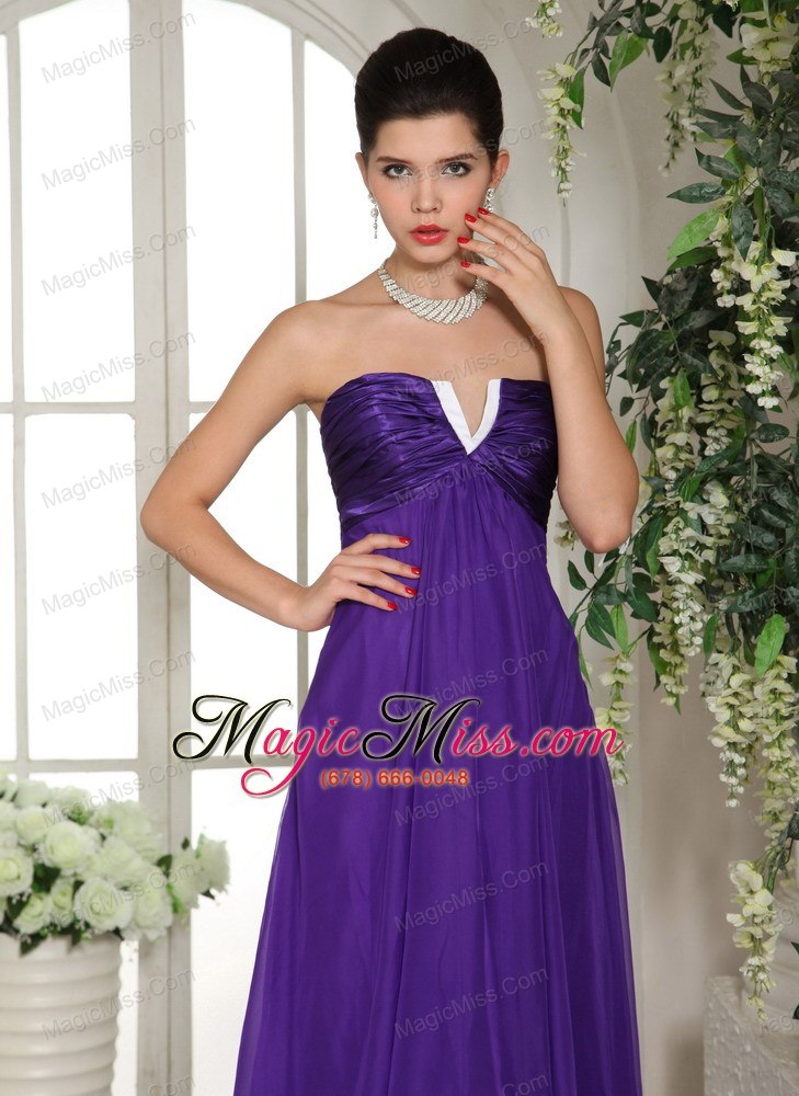 wholesale stylish v-neck eggplant purple 2013 prom celebrity dress with ruch in oklahoma