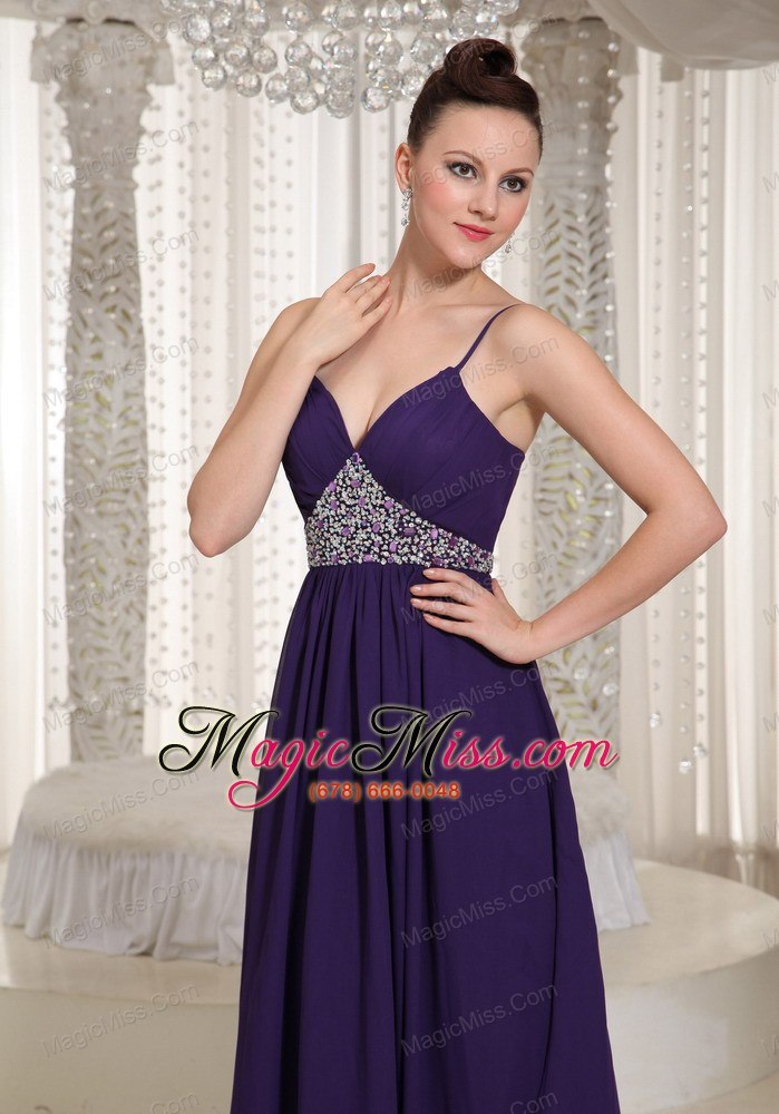 wholesale beaded decorate evening dress for formal with spaghetti straps chiffon