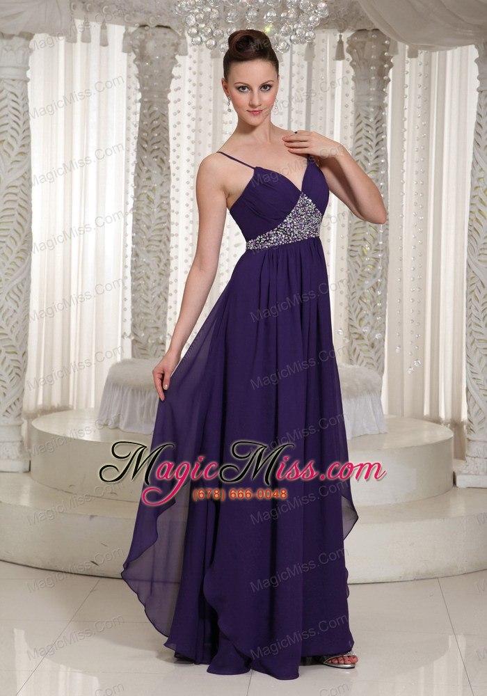 wholesale beaded decorate evening dress for formal with spaghetti straps chiffon