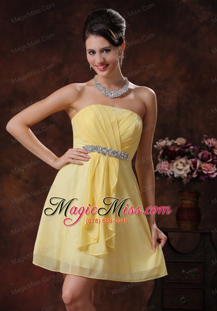 wholesale mesa arizona customize yellow bridesmid dress with beaded and ruch decorate