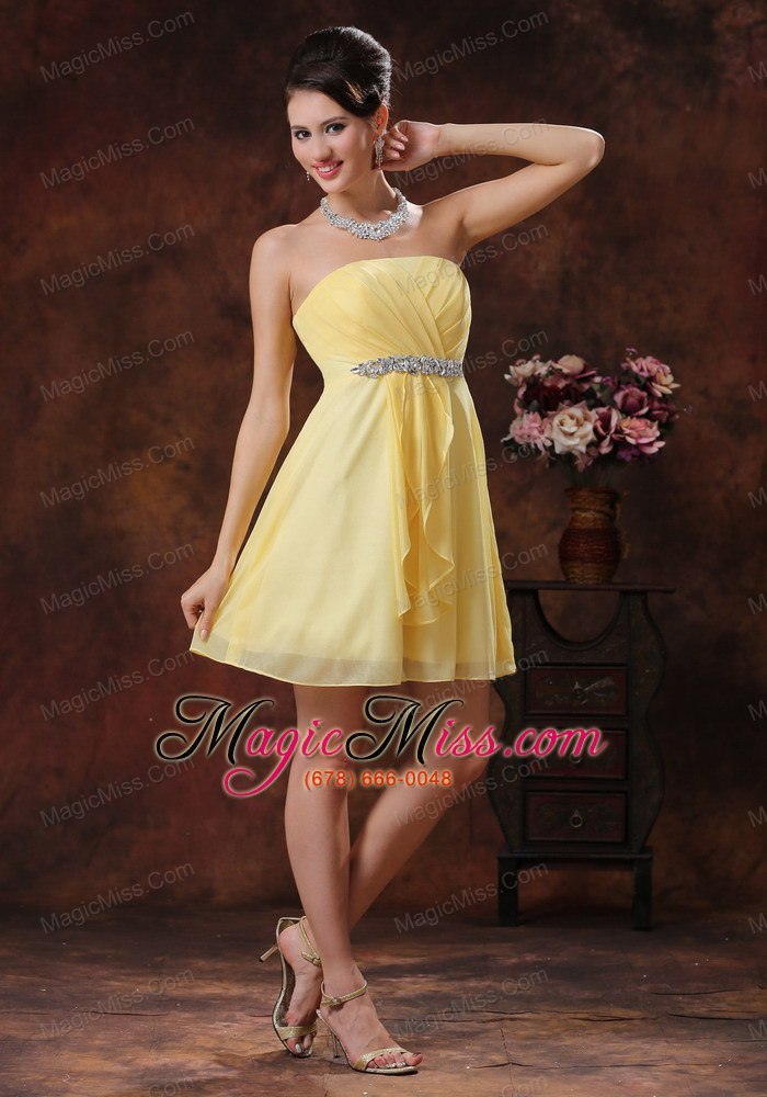 wholesale mesa arizona customize yellow bridesmid dress with beaded and ruch decorate