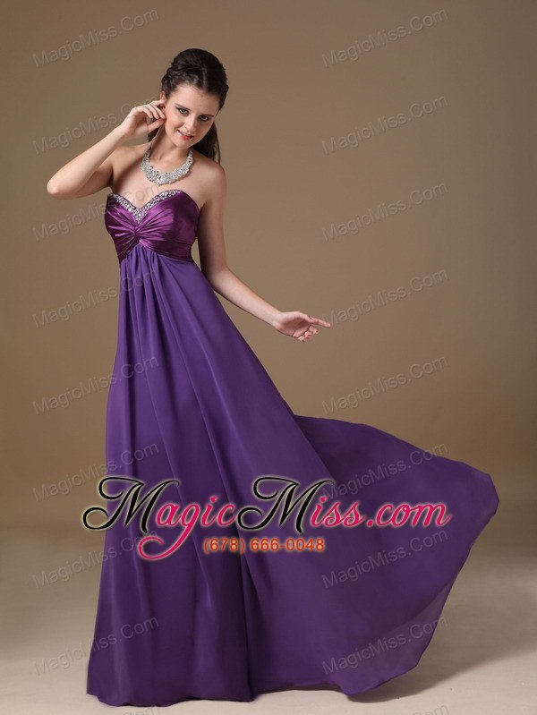 wholesale purple empire sweetheart floor-length taffeta and chiffon beading prom dress
