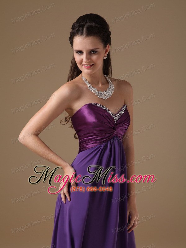 wholesale purple empire sweetheart floor-length taffeta and chiffon beading prom dress