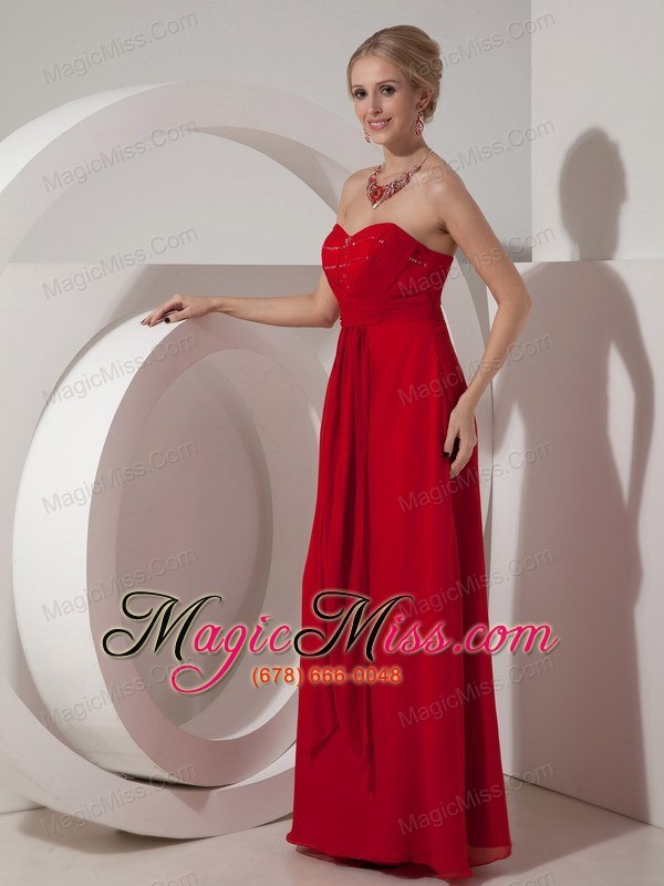 wholesale customize wine red column sweetheart chiffon beading elegant bridesmaid dress floor-length