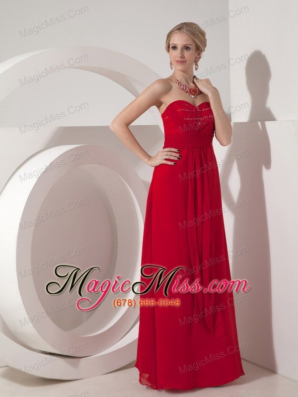 wholesale customize wine red column sweetheart chiffon beading elegant bridesmaid dress floor-length
