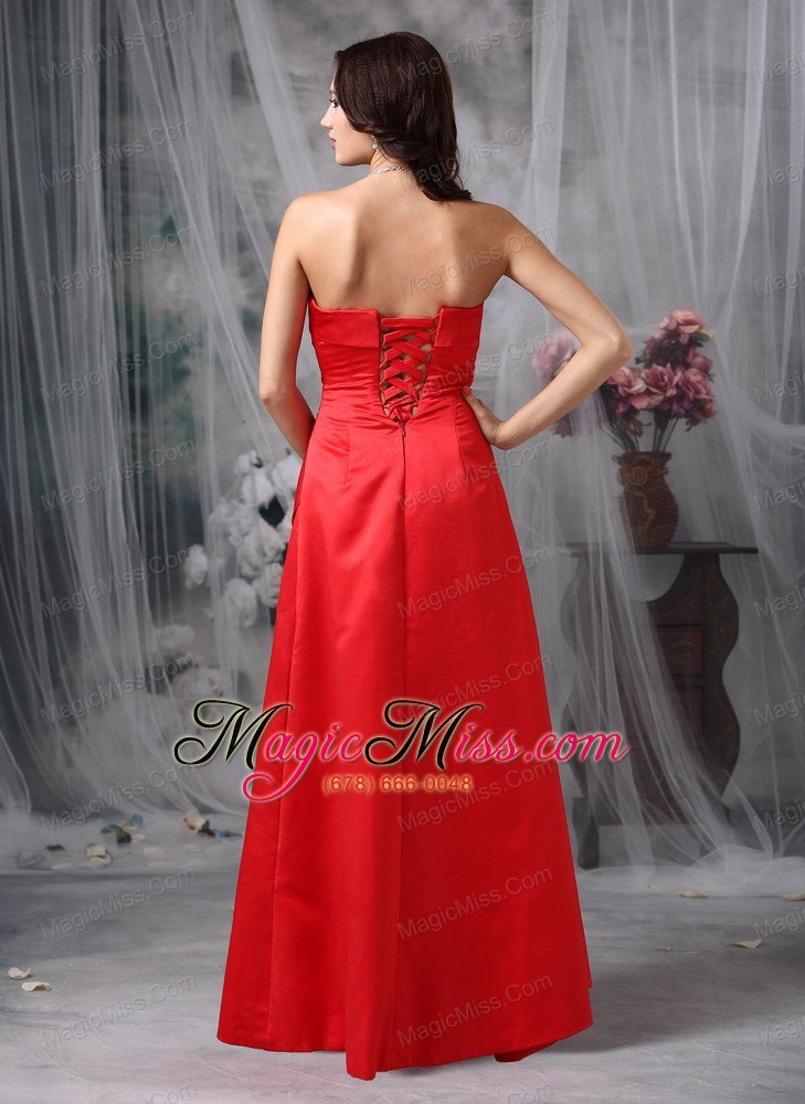 wholesale red elegant bridesmaid dress column / sheath strapless satin floor-length