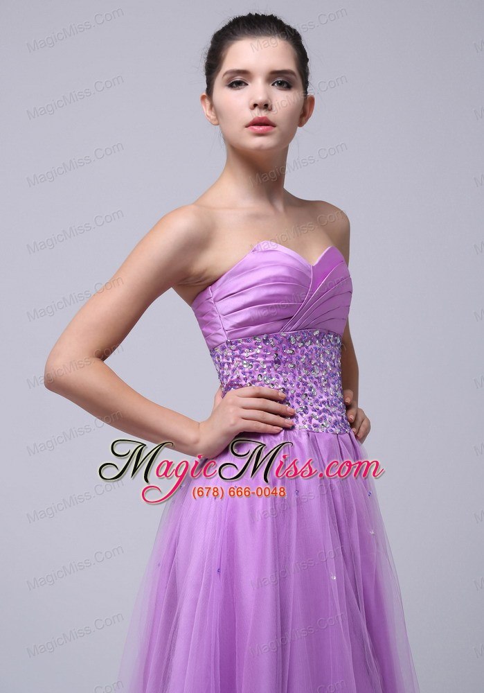 wholesale 2013 lavender beaded decorate and ruch sweetheart prom dress with tulle