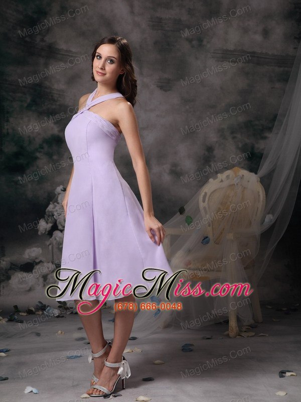 wholesale simple lilac empire v-neck prom / homecoming dress chiffon mini-length
