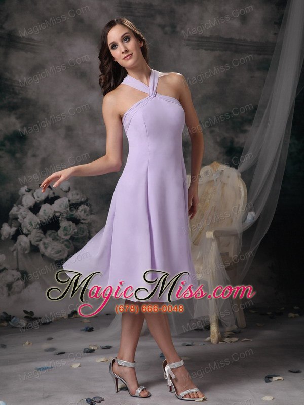 wholesale simple lilac empire v-neck prom / homecoming dress chiffon mini-length