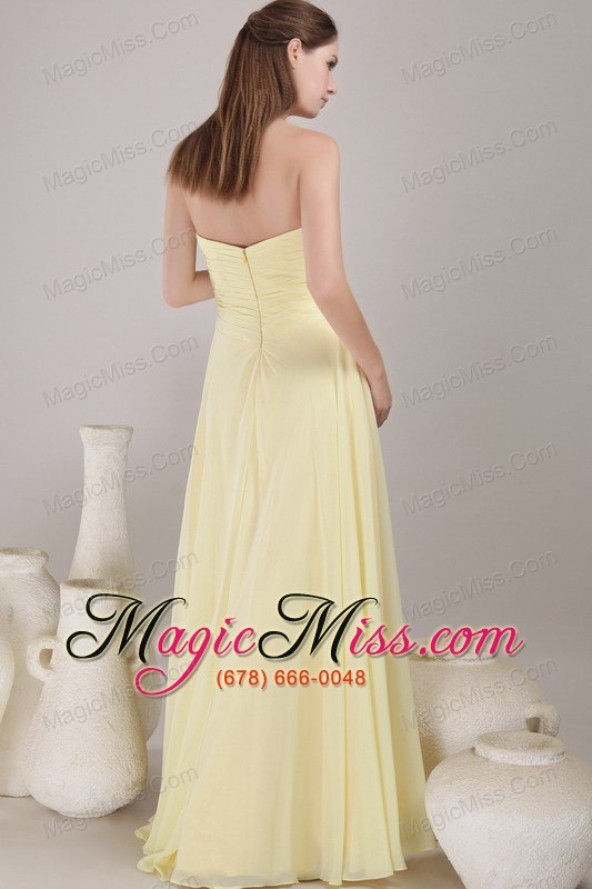 wholesale yellow empire sweetheart neck floor-length chiffon ruch prom dress
