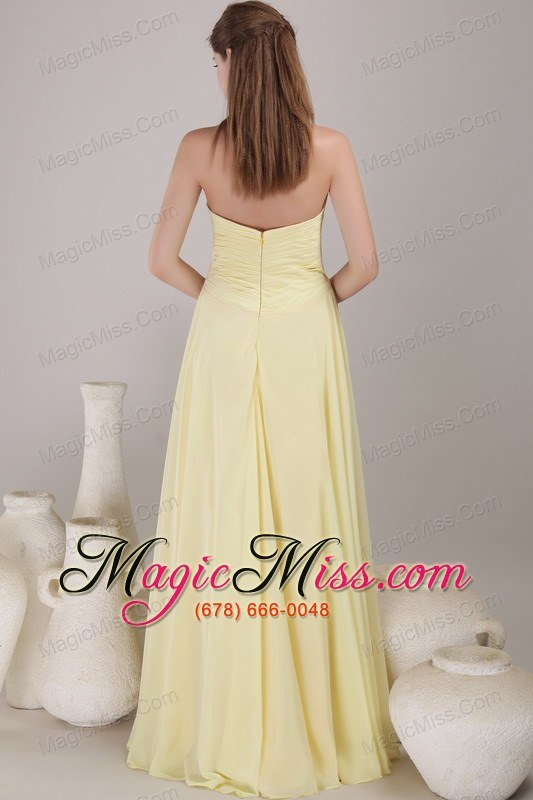 wholesale yellow empire sweetheart neck floor-length chiffon ruch prom dress