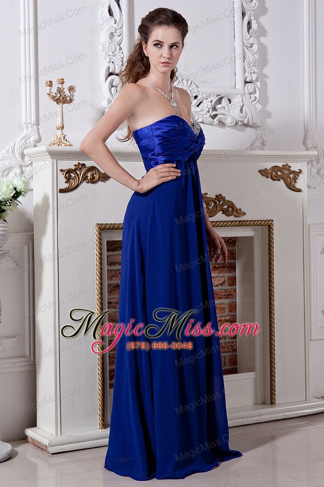 wholesale royal blue empire sweetheart floor-length chiffon beading prom dress