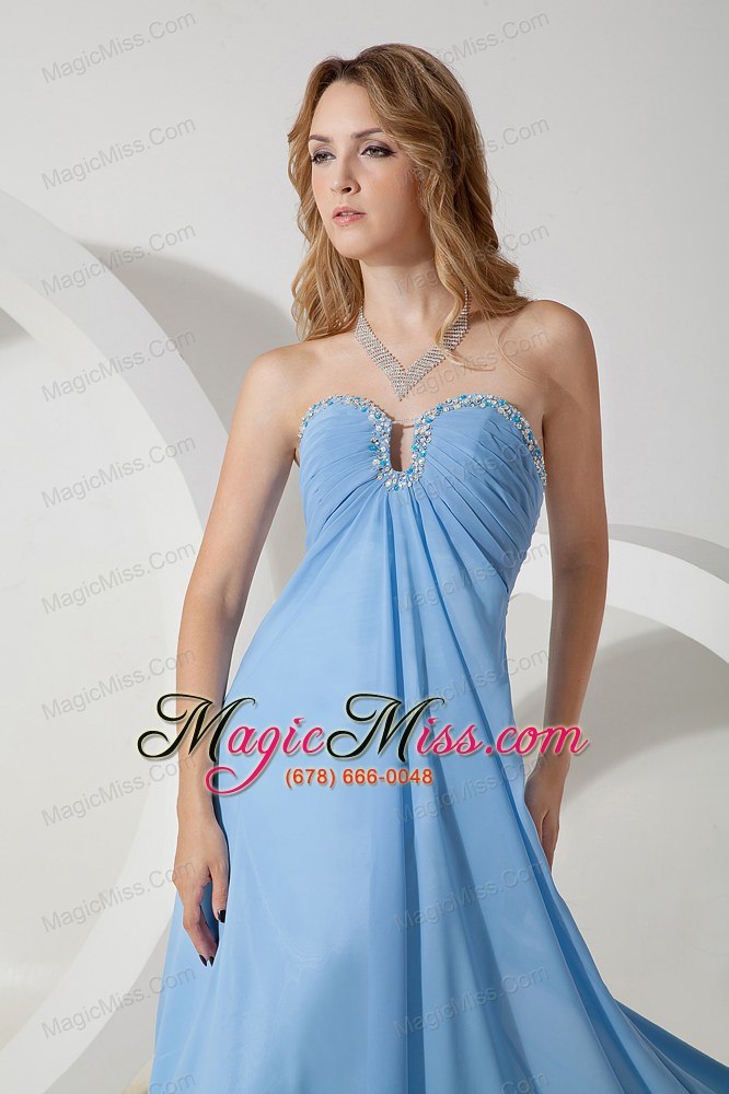 wholesale baby blue empire sweetheart floor-length chiffon beading prom / evening dress