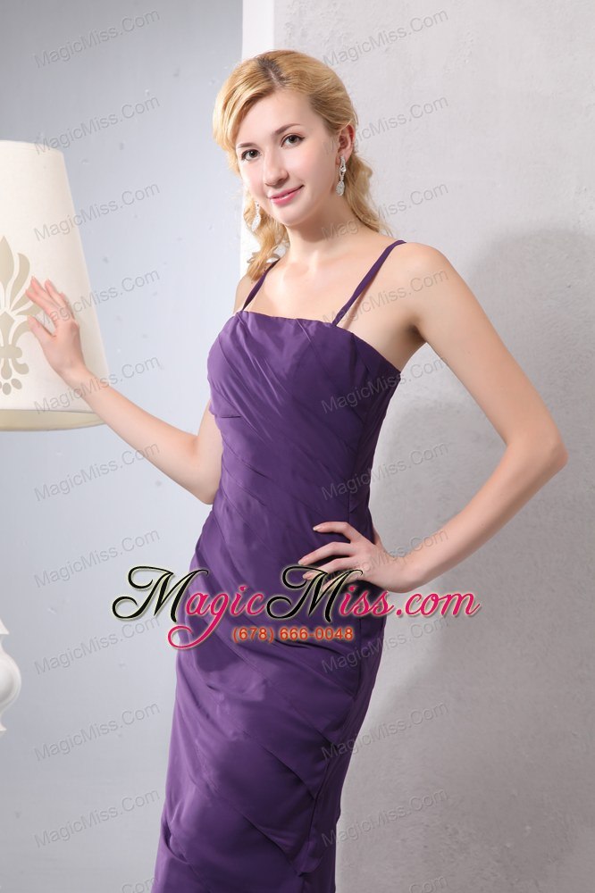wholesale purple column straps floor-length chiffon ruffled layers prom dress
