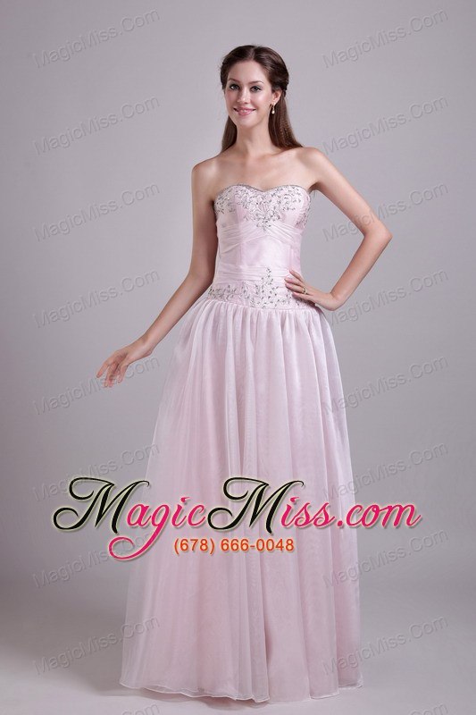 wholesale baby pink empire sweetheart floor-length organza beading prom /homecoming dress