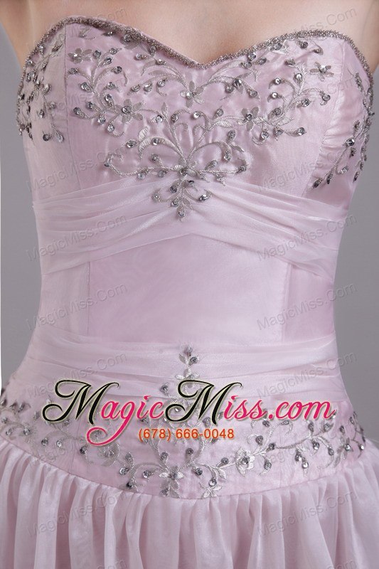 wholesale baby pink empire sweetheart floor-length organza beading prom /homecoming dress