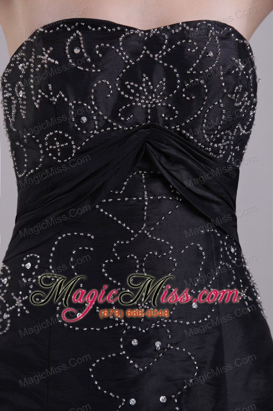 wholesale black empire strapless floor-length taffeta beading prom dress