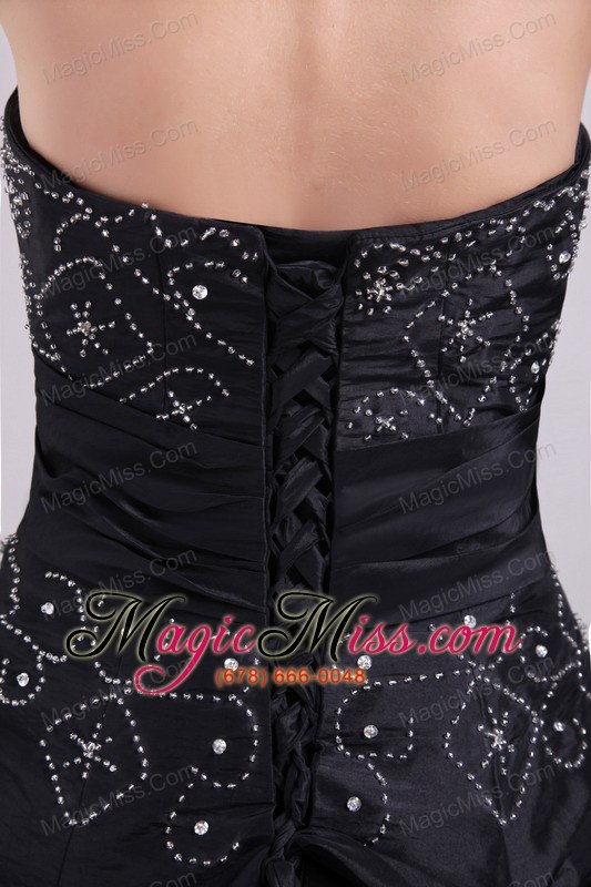 wholesale black empire strapless floor-length taffeta beading prom dress