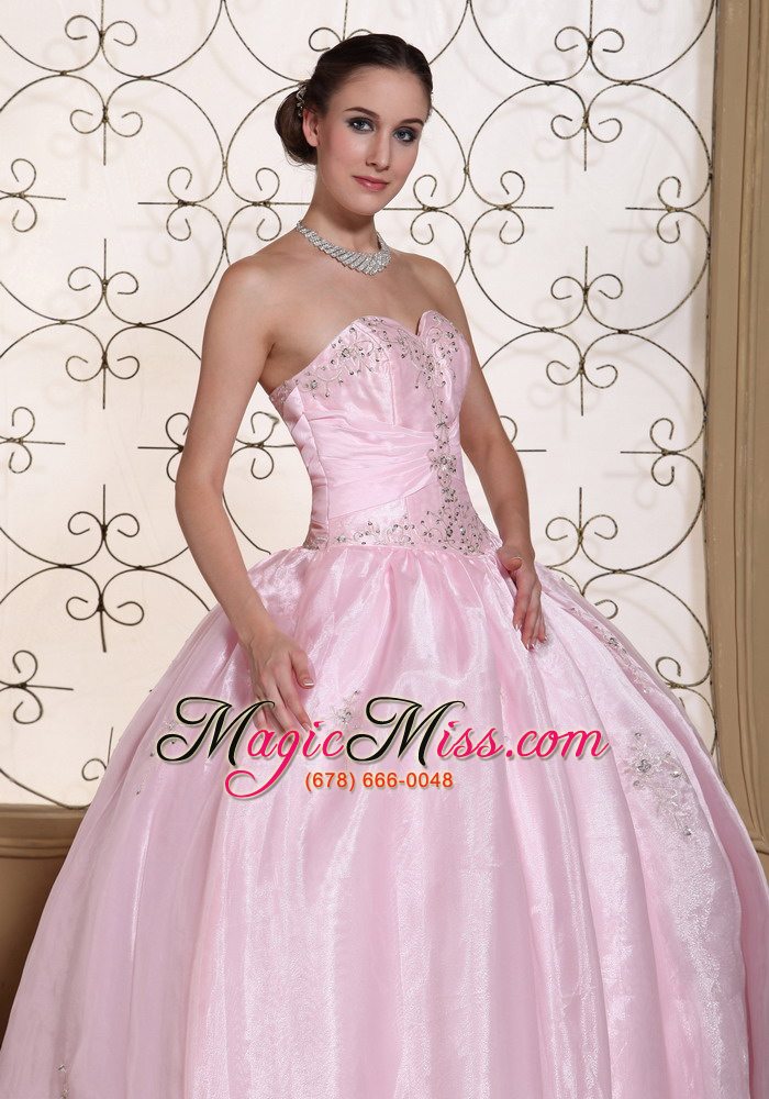 wholesale sweet baby pink 2013 quinceanera dress in california sweetheart beaded decorate bust