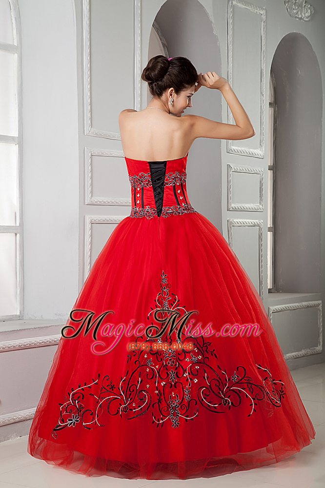 wholesale red ball gown sweetheart floor-length tulle beading quinceanera dresss
