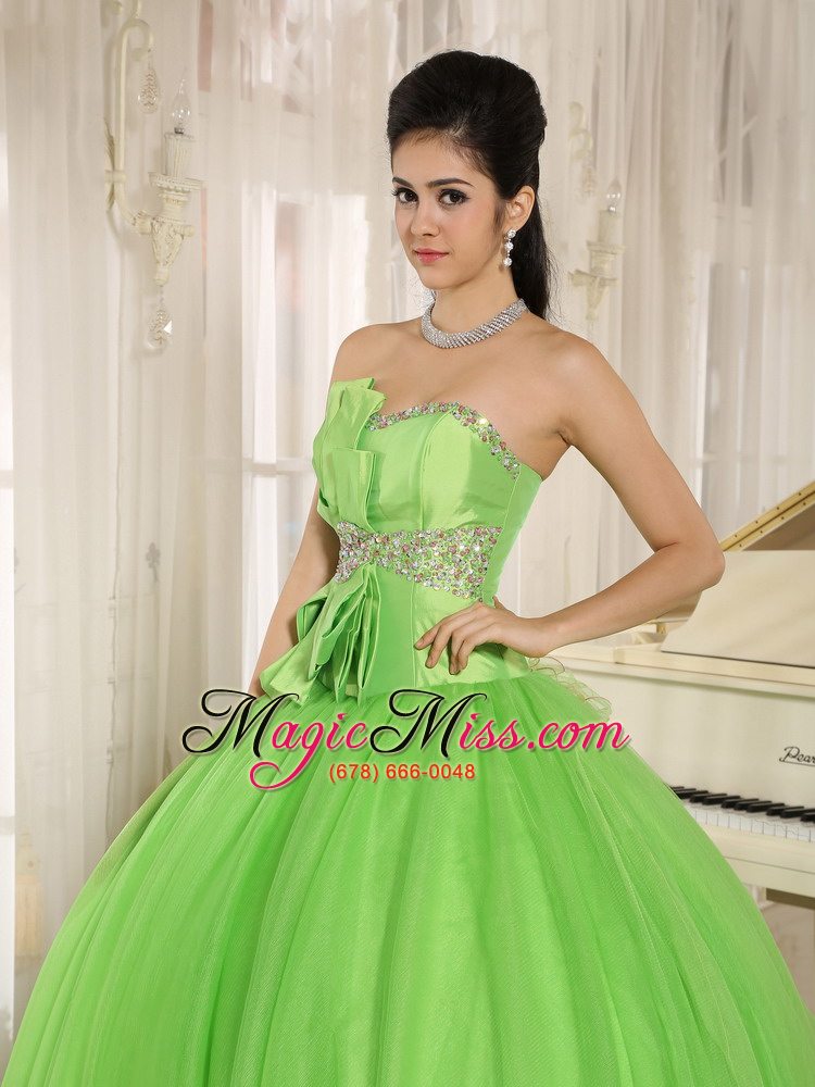 wholesale beaded bowknot for spring green quinceanera dress custom made in kaneohe city hawaii