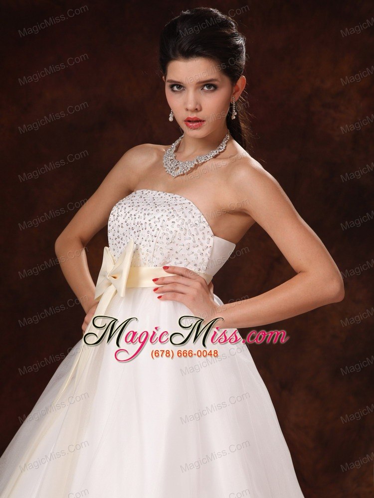 wholesale champagne bowknot a-line stylish wedding dress for 2013 custom made in alaska