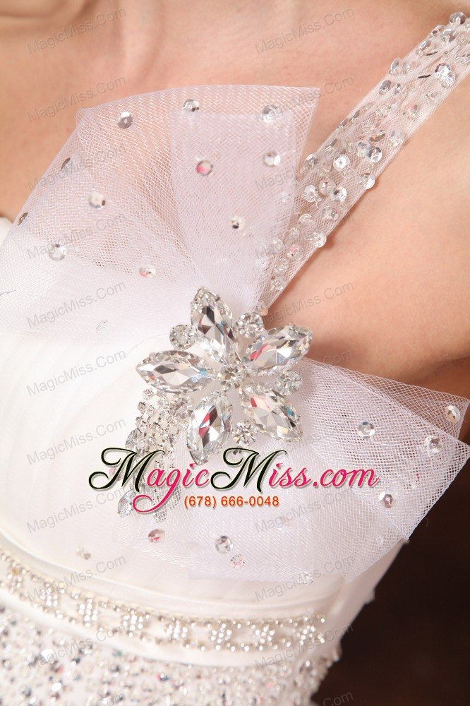 wholesale one shoulder organza bowknot beaded hottest wedding dress