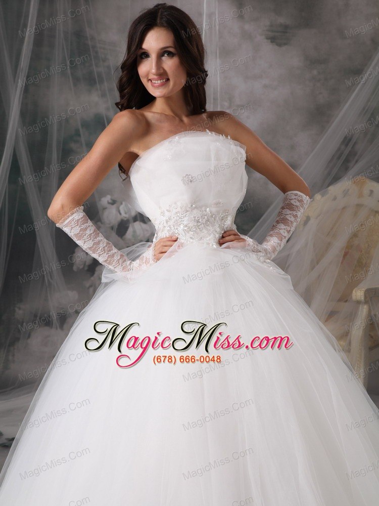 wholesale beautiful a-line / princess strapless floor-length tulle appliques wedding dress