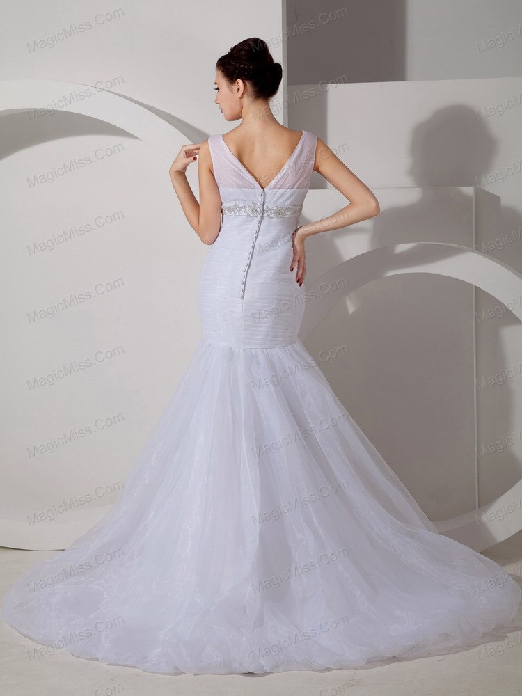 wholesale pretty mermaid scoop court train tulle appliques and ruch wedding dress